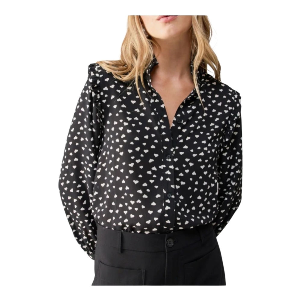Black and White Patterned Women's Top